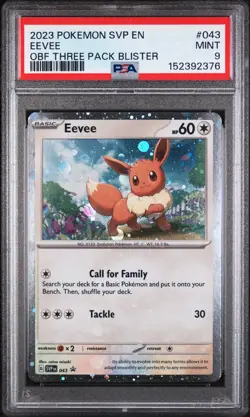 2023 POKEMON SVP OBSIDIAN FLAMES THREE PACK BLISTER PROMO #043 EEVEE PSA 9 - Image 1