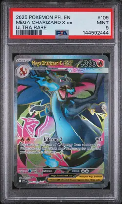 2025 POKEMON PFL EN-PHANTASMAL FLAMES ULTRA RARE #109 MEGA CHARIZARD X EX PSA 9 - Image 1