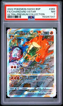2022 POKEMON SWSH BLACK STAR PROMO #262 FULL ART/CHARIZARD VSTAR PSA 7 - Image 1