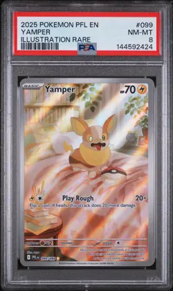 2025 POKEMON PFL EN-PHANTASMAL FLAMES ILLUSTRATION RARE #099 YAMPER PSA 8 - Image 1