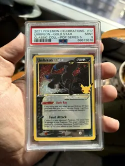 2021 POKEMON CELEBRATIONS CLASSIC COLLECTION #17 UMBREON-GOLD STAR PSA 9 - Image 1