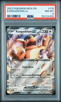 2023 POKEMON MEW EN-151 #115 KANGASKHAN EX PSA 8 - Image 1