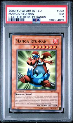2003 YU-GI-OH! STARTER DECK: PEGASUS 1ST EDITION #022 MANGA RYU-RAN PSA 7 - Image 1