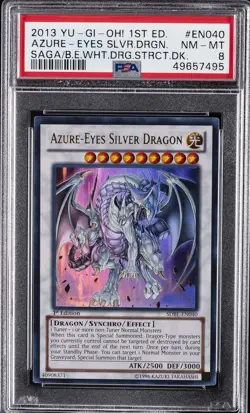 2013 YU-GI-OH! SAGA BLUE EYES 1ST EDITION #EN040 AZURE-EYES SILVER DRAGON PSA 8 - Image 1