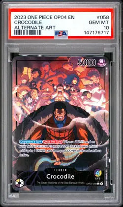 2023 ONE PIECE OP04-KINGDOMS OF INTRIGUE ALTERNATE ART #058 CROCODILE PSA 10 - Image 1