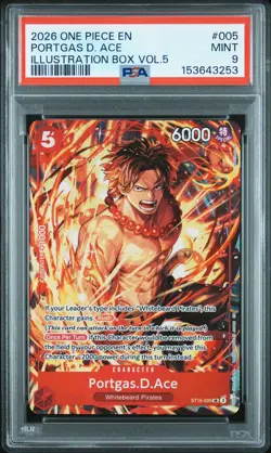 2026 ONE PIECE PROMOS ILLUSTRATION BOX VOL.5 #005 PORTGAS D. ACE PSA 9 - Image 1