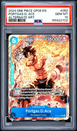 2024 ONE PIECE OP08-TWO LEGENDS ALTERNATE ART #052 PORTGAS D. ACE PSA 10 - Image 1