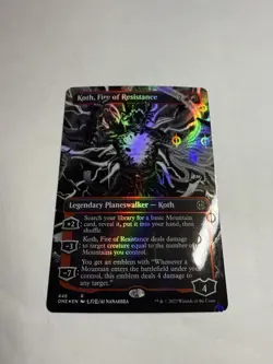 MTG - KOTH FIRE OF RESISTANCE - BORDERLESS - STEP-AND-COMPLEAT FOIL - NM - ONE - Image 1