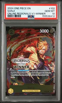 2024 ONE PIECE ONLINE REGIONALS PACK 2024 VOL.1 WINNER #102 SANJI PSA 10 - Image 1