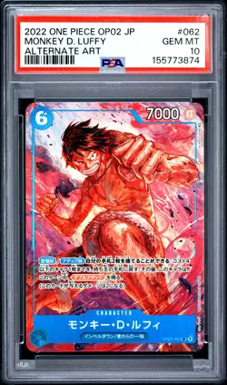2022 ONE PIECE JAPANESE OP02-PARAMOUNT WAR ALTERNATE ART MONKEY D. LUFFY PSA 10 - Image 1