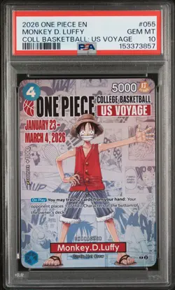 2026 ONE PIECE PROMO COLLEGE BASKETBALL: US VOYAGE MONKEY D. LUFFY PSA 10 - Image 1