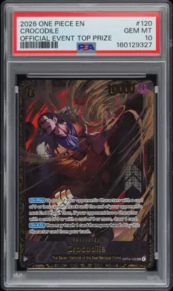2026 ONE PIECE PROMOS OFFICIAL EVENT TOP PRIZE #120 CROCODILE PSA 10 - Image 1