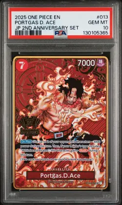 2025 ONE PIECE JAPANESE 2ND ANNIVERSARY SET #013 PORTGAS D. ACE PSA 10 - Image 1