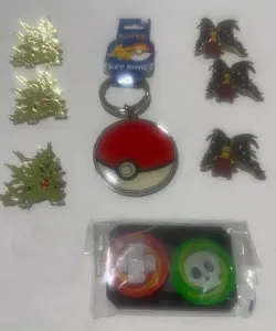 Lot Of Pokemon Stuff Pins Keychain Mega Mawile EX Tyranitar Enamel Collectors - Image 1