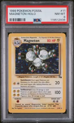 1999 Pokemon Fossil Magneton #11/62 Holo PSA 8 - Image 1