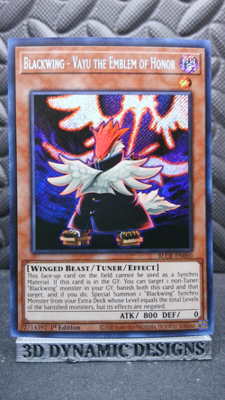 | Yugioh Blackwing - Vayu the Emblem of Honor BLCR-EN060 1st Secret Rare NM | - Image 1