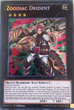 Zoodiac Drident - MP17 EN208 Secret Rare 1st Edition YuGiOh TCG Card - Image 1