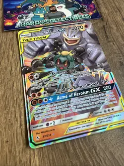 Marshadow & Machamp GX 82/214 Unbroken Bonds Ultra Rare Holo Pokemon Card - Image 3