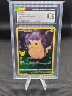 CGC 9.5 Pikachu Holo Celebrations 2021 Pokemon Card #005 - Image 1
