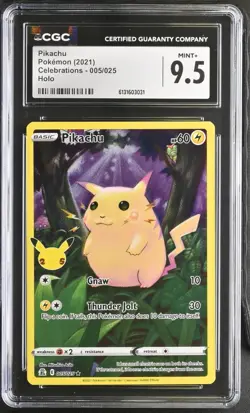 CGC 9.5 Pikachu Holo Celebrations 2021 Pokemon Card #005 - Image 5