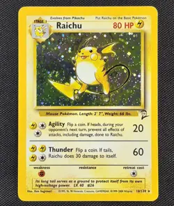 Raichu 16/130 Holo w/Swirl Base Set 2 Vintage WotC Pokemon Card - Image 1