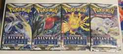 Pokemon Sword And Shield Silver Tempest Empty Pack Art Set Of 4 (NO CARDS) - Image 1