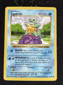 Pokemon Base Set Shadowless Squirtle 063/102 Played 2 - Image 1