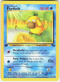 Psyduck 53/62 Common Fossil Pokemon 1st Edition LP - Image 1