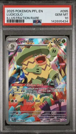 2025 POKEMON PFL EN-PHANTASMAL FLAMES ILLUSTRATION RARE IR #095 LUDICOLO PSA 10 - Image 1