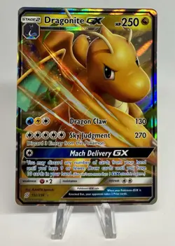 Pokemon Dragonite GX 152/236 SM: Unified Minds Ultra Rare Full Art Holo - Image 1
