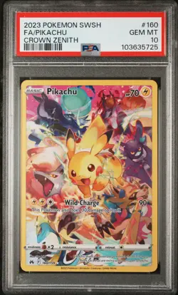 2023 POKEMON SWORD & SHIELD CROWN ZENITH #160 FULL ART/PIKACHU PSA 10 - Image 1