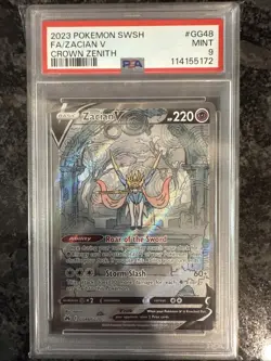Zacian v Crown Zenith: Galarian Gallery Holo Ultra Rare Card GG48/GG70 PSA9 - Image 1