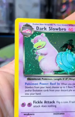 Dark Slowbro 12/82 Team Rocket HOLO SWIRL Vintage WOTC Pokemon Card - Image 2