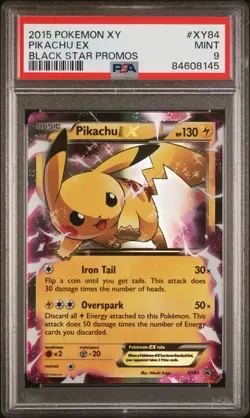 PSA 9 MINT Pokemon Pikachu EX XY84 Holo Rare 2015 XY Black Star Promo Card - Image 1