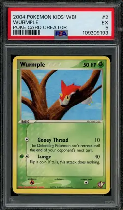 Pokemon Card Wurmple 2/5 Kids' WB Poke Card Creator Contest PSA 5 EX - Image 1