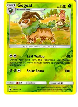 Gogoat 36/214 Uncommon Lost Thunder Pokemon Reverse Holo Lightly Played - Image 1