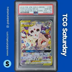 2019 POKEMON JP SM TAG TEAM GX ALL STARS #186/173 TOGEPI CLEFFA IGGLYBUFF PSA 10 - Image 1