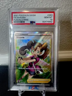 Pokemon PSA 10 Shauna 263/264 Full Art Fusion Strike Gem Mint - Image 1