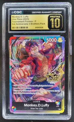 2025 ONE PIECE MONKEY D. LUFFY PROMO 3RD ANN. CGC 10 PRISTINE M PT - Image 1