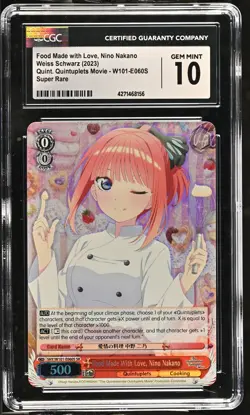 Weiss Schwarz GRADED Food Made Love Nino Nakano W101-E060S SR 10 CGC - Image 1