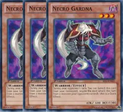 Yugioh - Necro Gardna x 3 - 1st Edition LP - Plus Free Holographic Card - Image 1