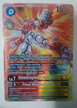 Bandai Digimon Card Game ShineGreymon: Burst Mode BT25-104 Holo EN - Image 2