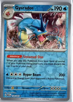 Gyarados 130/165 Rare 151 Pokemon Reverse Holo Lightly Played - Image 1