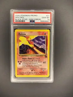 Pokemon TCG Moltres Black Star Promo #21 Aoki Error 2000 PSA 10 - Image 1