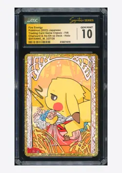 Pokemon CGC 10 GEM AUTO Fire Energy Holo Pikachu Shyanne_M 2023 #FIR CLL JPN - Image 1
