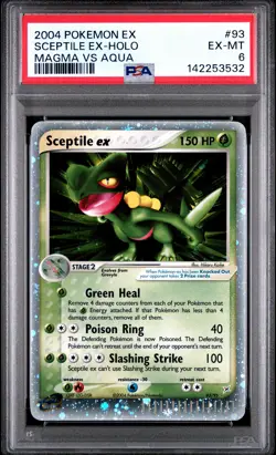 2004 POKEMON EX TEAM MAGMA VS TEAM AQUA #93 SCEPTILE EX-HOLO PSA 6 - Image 1