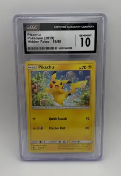 Pikachu Regular Common #19|CGC GEM MINT 10|2019 SM Hidden Fates|Pokemon TCG - Image 1