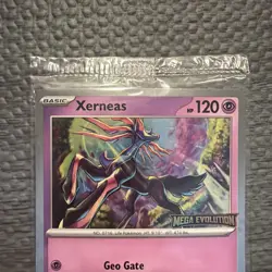 Sealed Pokemon: Xerneas 64/132 Cosmos Holo Mega Evolution Stamp BestBuy Promo - Image 2