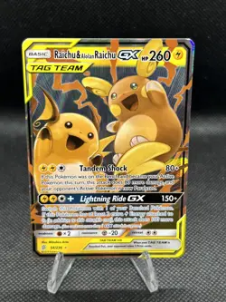 Pokemon TCG - Sun Moon Unified Tag Team Raichu & Alolan Raichu GX 54/236 - LP - Image 1