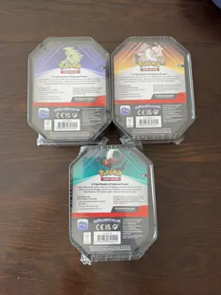 Pokemon TCG Exclusive Triple Whammy Tin Set Collector Tins Set of 3 Sealed. - Image 4
